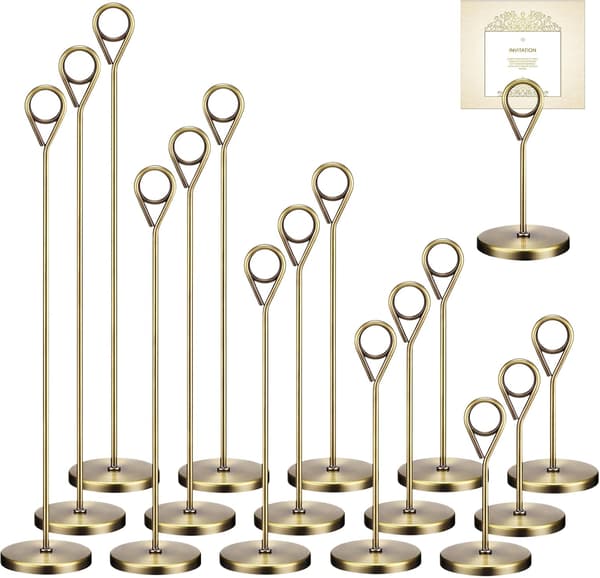 10 stk. bordnummerholdere, 5 størrelser, avtakbar kortholder, bronse - Bronze
