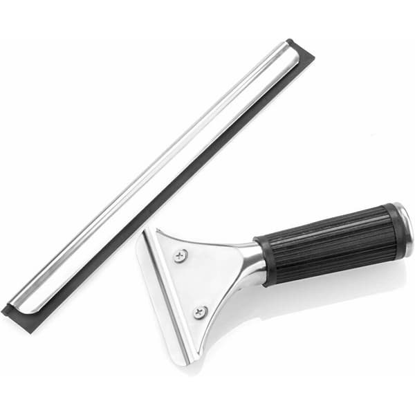 Professional Stainless Steel Window Squeegee with 25 cm Blade, Suitable for Kitchen, Windows, Bathroom, Car, Retractable Silicone Squeegee