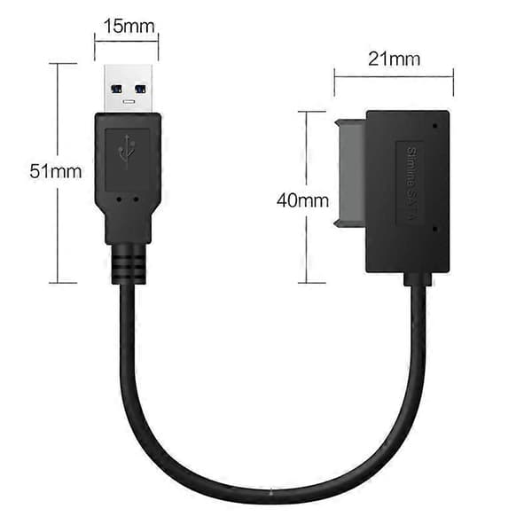 35CM USB-adapter PC 6P+7P CD DVD Rom SATA til USB 2.0-konverter Slimline Sata 13-pinners drivkabel for
