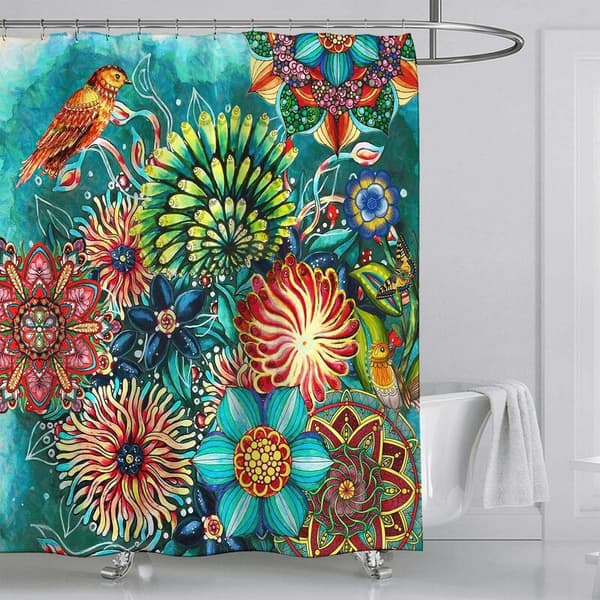 Stoffdusjforheng, kraftig vanntett tykt polyesterdusjforheng for dusjer, boder og badekar, 72\" x 72\" Boho-stil