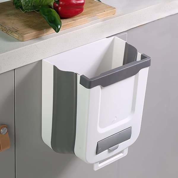 Wall Mounted Foldable Trash Can - 10L Hanging Waste Bin Wall M