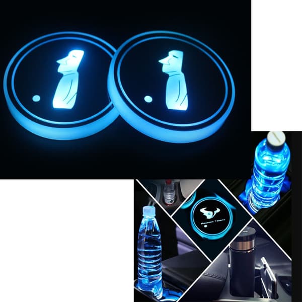 2 stk. (Påskestatue, ca. 68*68*8,5 mm) LED-bilunderlag med 7