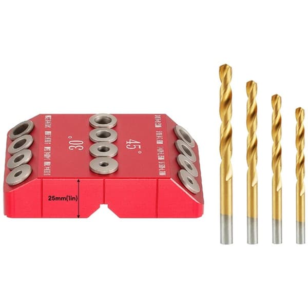 Hole Guide Jig Angle Drill 30/45/90° for Angled and Straight, Offset Screw Drilling Template - Cable Body, 4 Drills