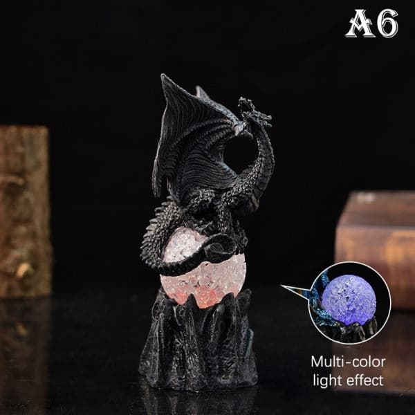 Farveskiftende Lava Resin Base Drage Statuer Luminescerende Hellig Dr A6 onesize