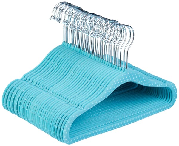 Børnetøjsbøjler med flock, 20-pak, blå prikker blue