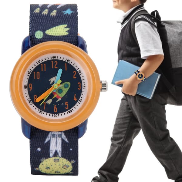 Kids Watch Cartoon Pattern Waterproof Strap Quartz Children's Watch Orange