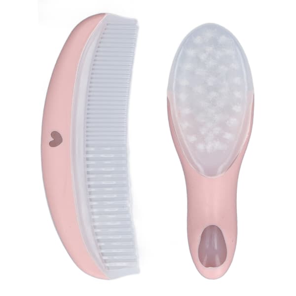 Baby Brush and Comb Set Cute Pink Small Compact Lightweight Portable Soft Comfortable Massage Tool for Infants