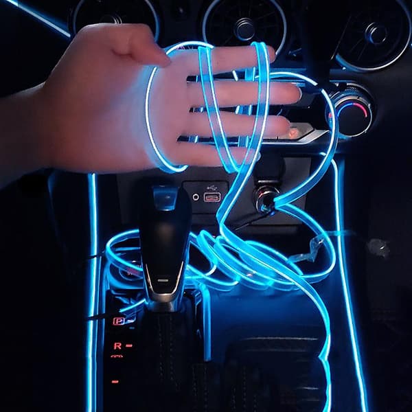 Bil LED Interiør Strip Lys 3m USB Neon Trådlamper Glødende Ambient Belysning Bildekorasjoner Interiør Blå