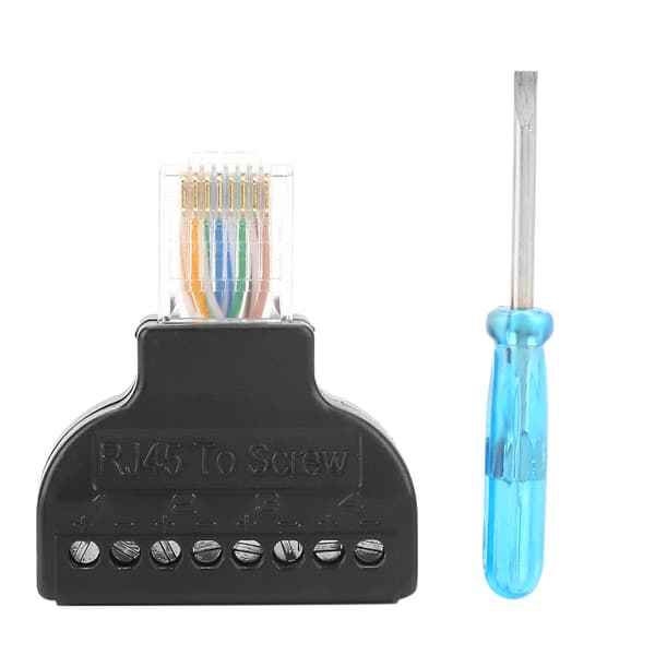 2 stk RJ45 han til 8-pin AV skrueterminal adapter blok konverter stik CCTV