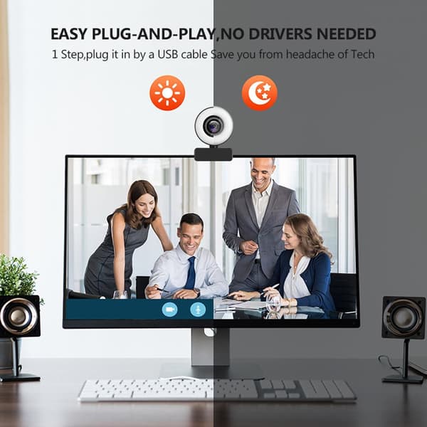 Full HD 4K webkamera datamaskin webkamera videokamera innebygd ringlys webkamera