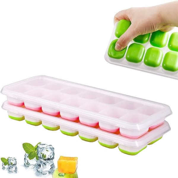 2-pak - Isform - Isterningebakke med låg / Isbakke - 28 isterninger Multicolor multifarve Multicolor multifärg