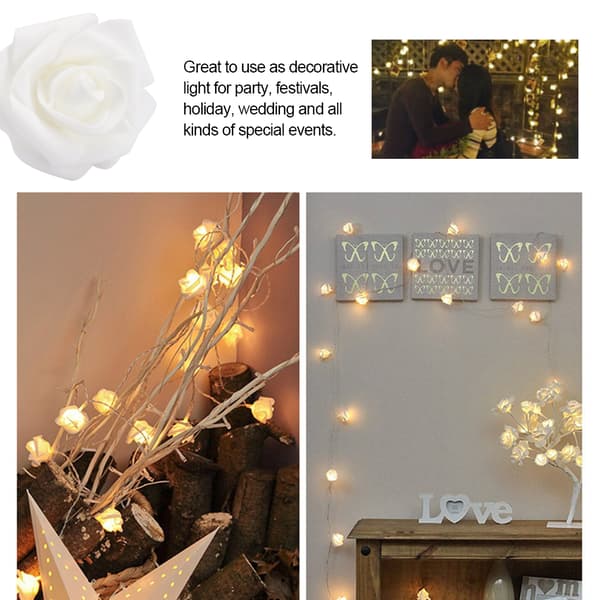 3 meter 20LED USB Artificial Flower String Lights Rose Fairy Lights for Valentine's Day Wedding Decoration Warm White