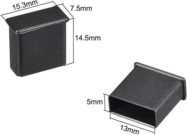 10 st Silikon USB-skydd Dammskydd 13mmx5mm för USB 2.0 Svart