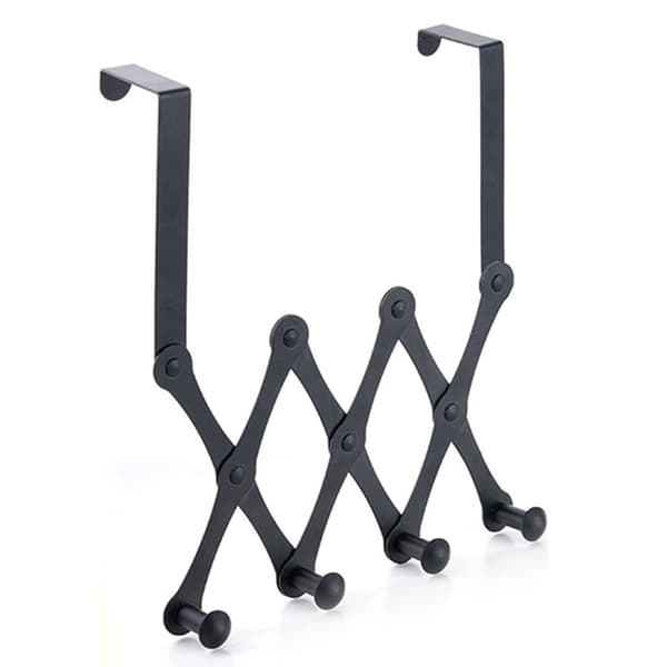 Foldbare dørkroge Rustfrit stål hængekrog Multifunktionelt opbevaringsstativ til hjemmebadeværelse soveværelse Sort Black 4 Hooks