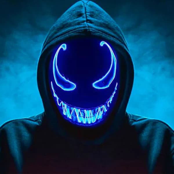 LED-maske til Halloween, Purge-maske med 3 lysmoduser, Lysende Halloween-maske for menn, kvinner og barn, blå