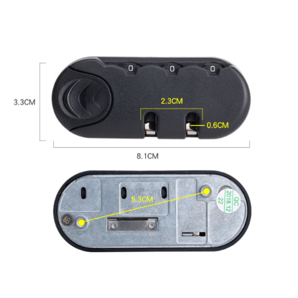3-siffrigt kombinationshänglås för resväska kodlås