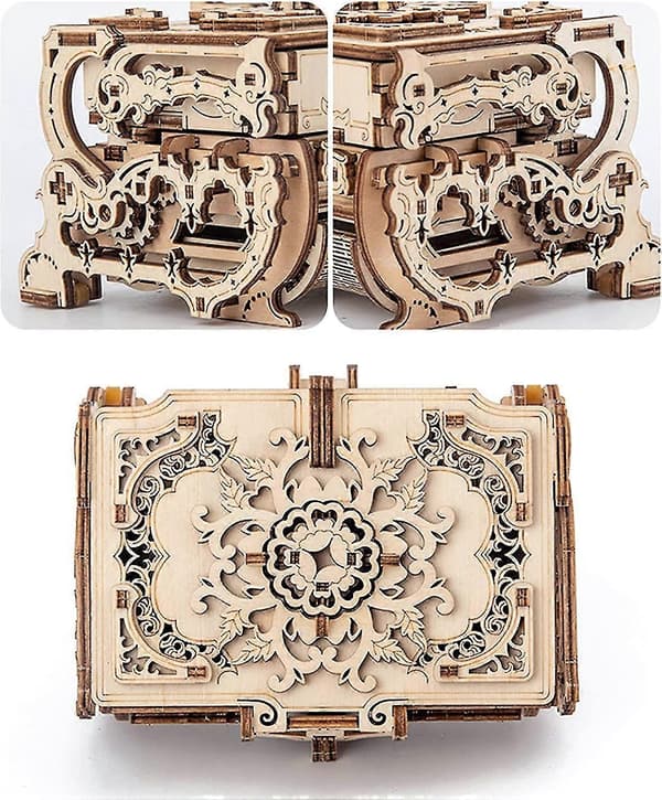 3D Wooden Puzzle Decorative Box Handmade Treasure Storage Box With Secret Compartment Wood