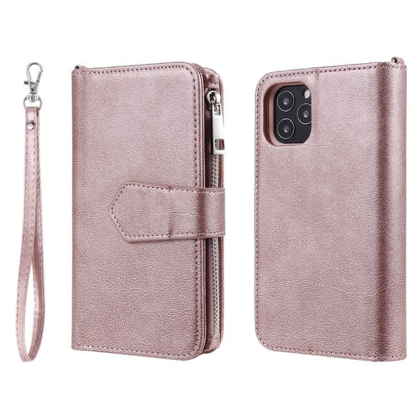 iPhone 12 / 12 Pro - 2-i-1 Magnetisk etui / Lommeboketui - Rosegull Rosegull Rosegull Rosegull Roséguld Roséguld