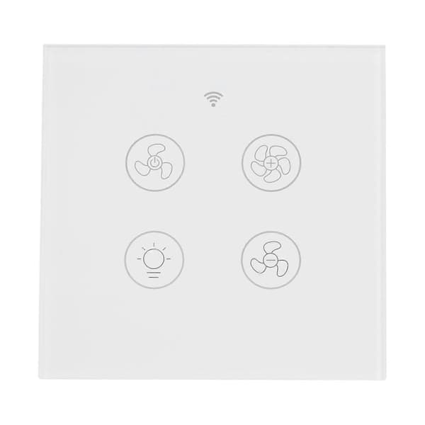 Intelligent Wifi Viftelysbryter Støtter RF Fjernkontroll Stemmestyring 100 Hvit