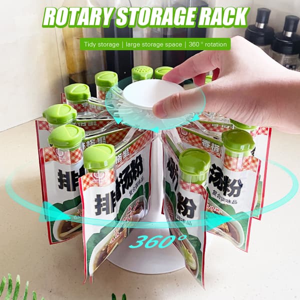 Wall-mounted/Rotating Spice Packet Holder Punch-free Storage Rack for Spice Packets Wall Mount 10 Grids Wall Mount 10 Grids