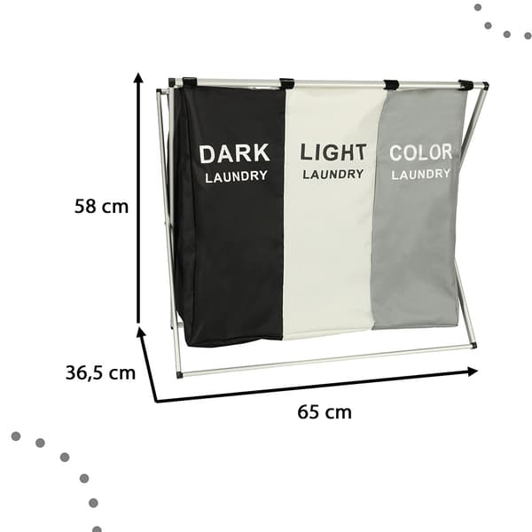 Laundry Basket with 3 Compartments - Laundry Hamper - 135L-tfrf 770 770