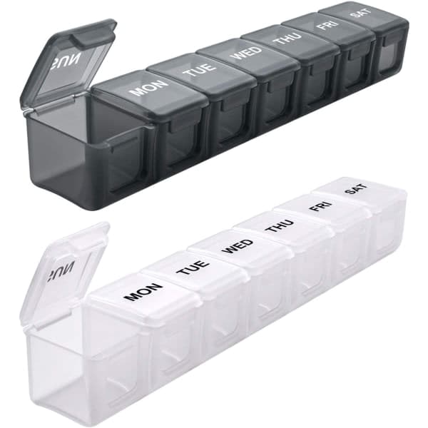 Extra stor veckopillerorganisatör 2-pack, dagliga pilleraskar