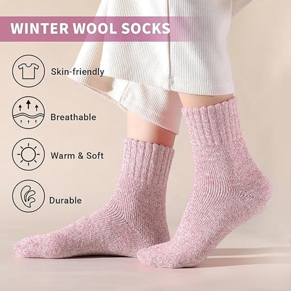 Pair of Thick Thermal Socks - Women's Wool Socks for Winter - Extra Warm and Breathable