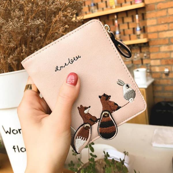 Damepung PU læder kort pung lille pige pung kort H