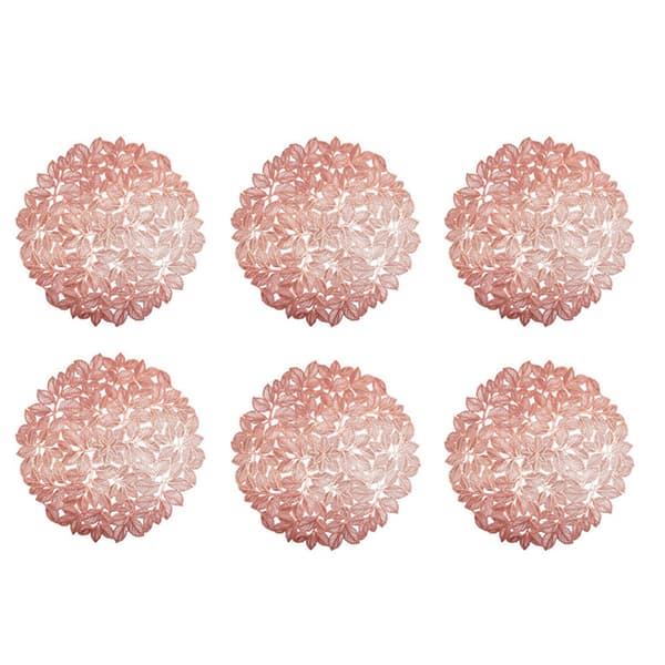 Sett med 6 bordbrikker med elegant løvdesign Rose guld