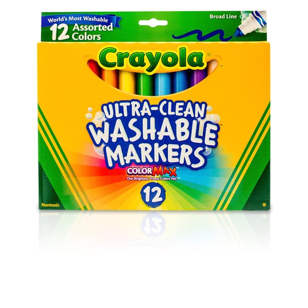 Washable Chalk Set (12 count), Bulk Sidewalk Chalk, Kids Outdoor Chalk, Anti-Roll Stick, Non-Toxic, 4+