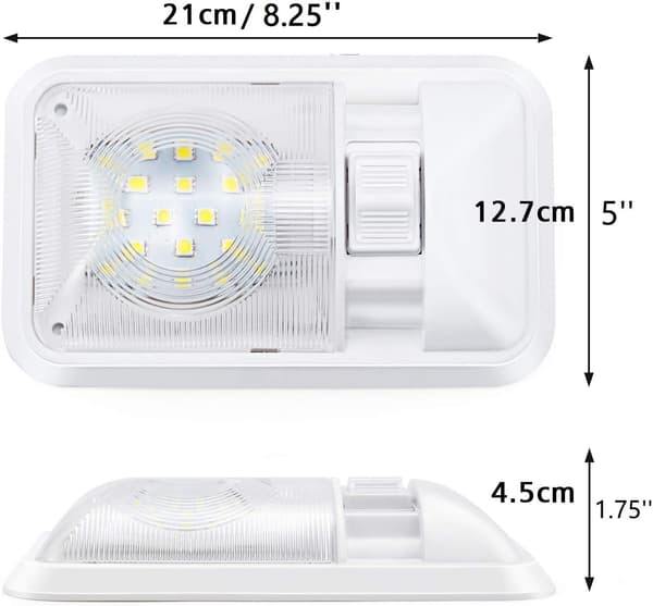 2 stk 12V LED interiørlys Auto Campingvogn Lampe LED Pære 800LM Natt