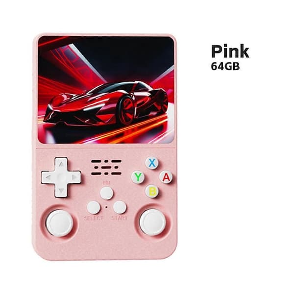 K36S R36S Retro Gaming Console 64GB 3.5 inch IPS Screen Linux WIFI Portable Pocket Game Console for Kids Pink Pink