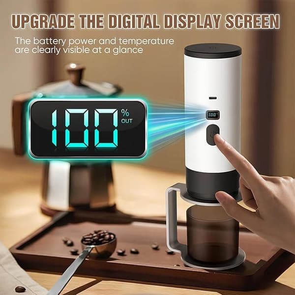 3-in-1 Portable Coffee Machine with USB – Capsule & Espresso, For Office, Camping, Car & Travel White