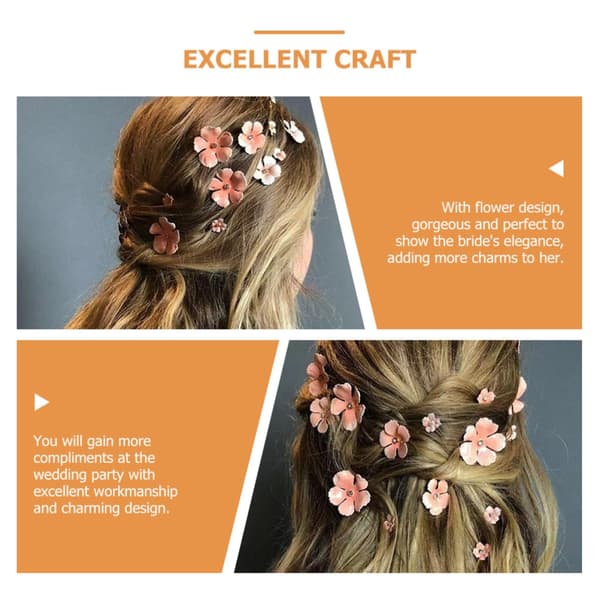 5 eleganta hårklämmor med blommigt tryck i zinklegering och ABS, rosa håraccessoar för brudar till bröllopsfest, charmig design för tillfällen -