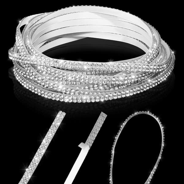 5M Car Sticker - Glitter Diamond, Self-Adhesive - for Car Dashboard, Interior and Exterior Decoration - White