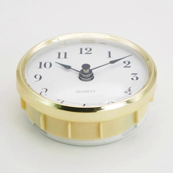 Golden Rim 80mm Retro Quartz Clock Insert Round Embedded Mini Wall Clock for Main DIY Movement with Arabic Numerals