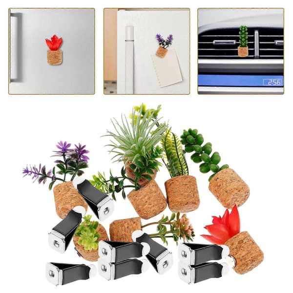 1 Set Miniature Succulent Bonsai Refrigerator Magnet Succulent Planter Magnet Refrigerator Decoration