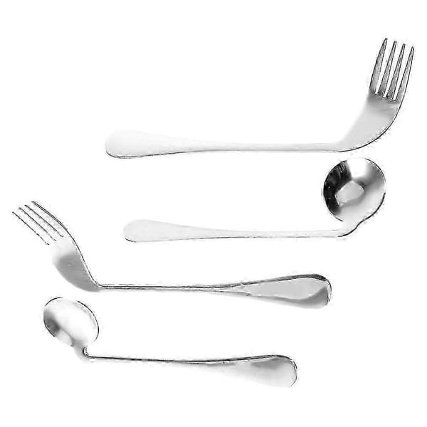 Angled Spoon and Bent Fork Set Adaptive Ergonomic Cutlery for Elderly, Disabled, and Patients[HK]