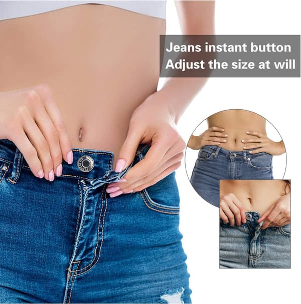 12 jeansknapper, 17 mm innfellbare jeansknapper, påsydde bukseknapper, umiddelbart avtakbare knapper for bukser, frakker, jakker