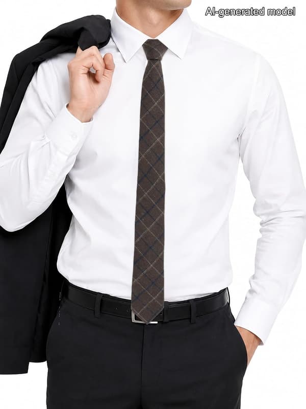 Stribet slips til mænd, smalle slips til mænd, klassisk halsslips, perfekt til forretning, bryllup, dimission, brun - Brown