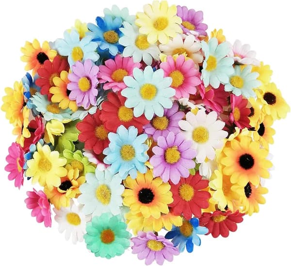 Artificial Daisies, 100 Pieces, Multicolor, 4 cm, for Weddings and Crafts