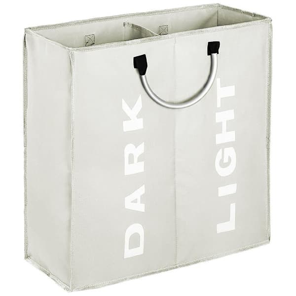 Large Double Laundry Hamper, Foldable Dirty Laundry Basket (Light Grey)