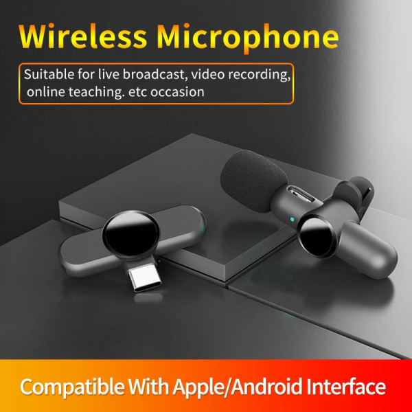 Professionell Lavalier Mikrofon Kondensator trådlös mikrofon för iPhone iPad - Svart (Pack of One) A