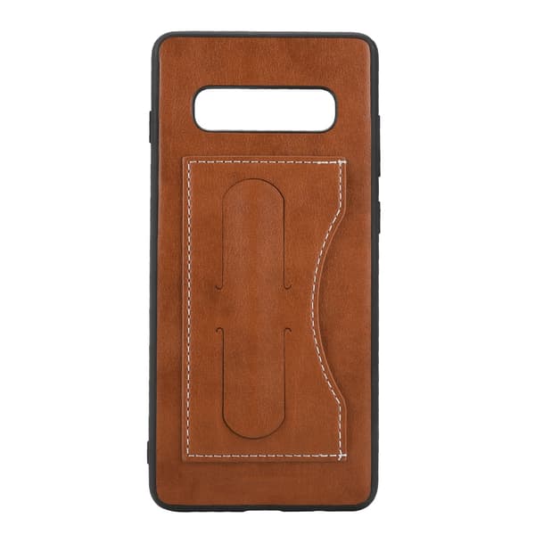 Enkel PU-læder kortholder til Samsung S10 bagside telefoncover (brun)