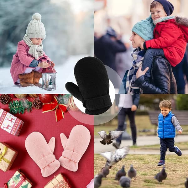 Vinterbarnvantar Fleecefodrade Småbarnspojkar Varma Mjuka Handskar f