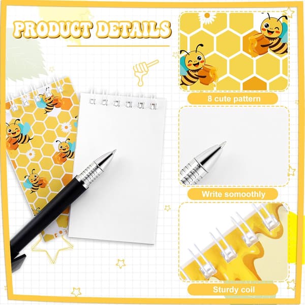 24 stk. mini-bi-notesbøger i bulk spiral-lomme-notesblokke -