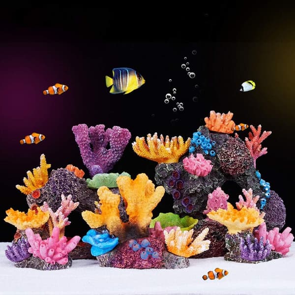 1 st polyresin korall prydnad, akvarium korall dekor för F
