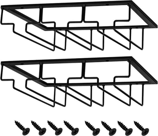 Viinilasiteline - Viinilasiteline - Viiniteline - Riippuva lasiteline - Mattamusta metalli - 5 kiskoa