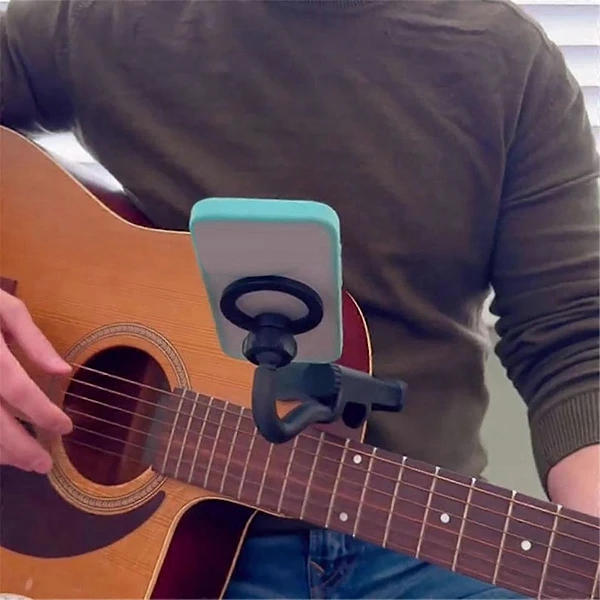 Justerbart guitarstativ med telefonholder til livestreaming
