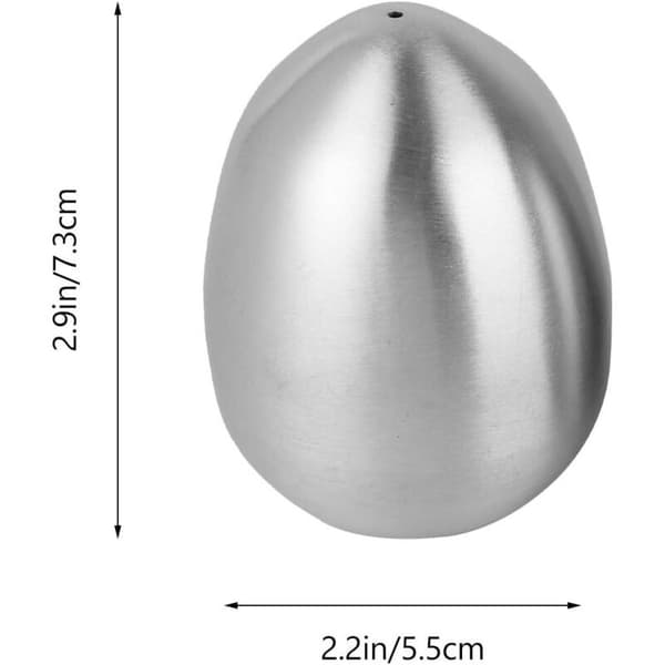 Sett med 2 krydderkrukker i rustfritt stål BBQ Pepperbøsse Eggformede Saltbøsser (1 hull og 3 hull) Grå Grey